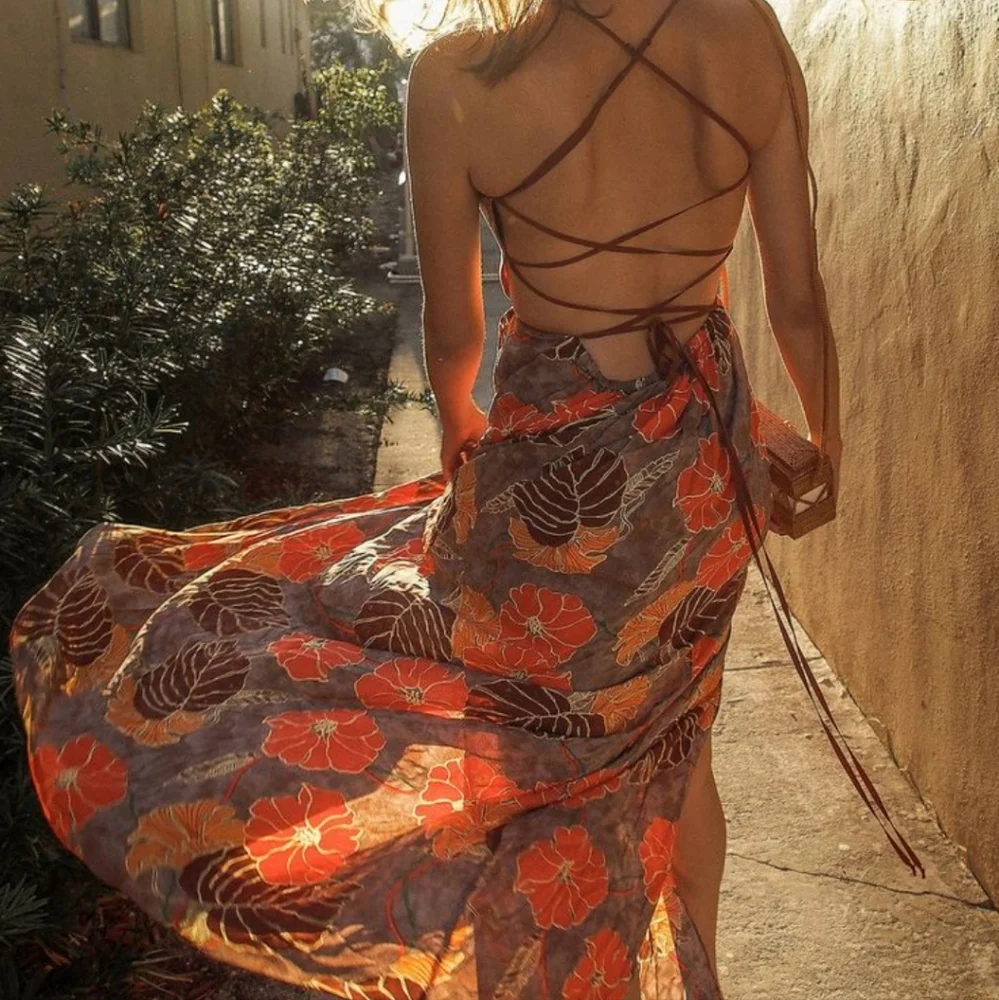 Urban Outfitters Athena Maxi Gauze Dress  P/S floral tropical vacation luau - Picture 2 of 9